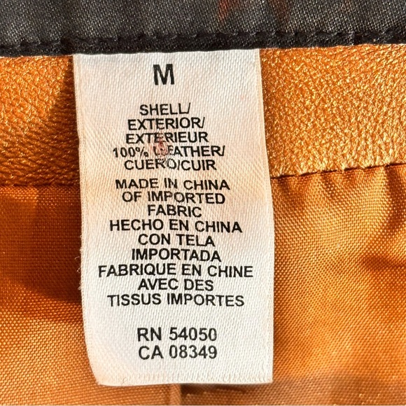 Jones New York SZ M Copper Tan Leather Metallic Sheen Lined Jacket with Pockets - Picture 9 of 9